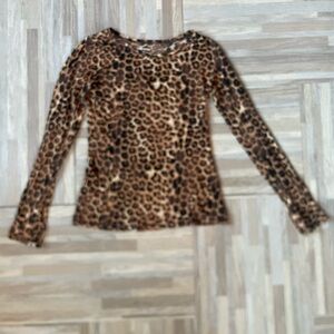 Express Leopard print mesh long sleeve X SMALL